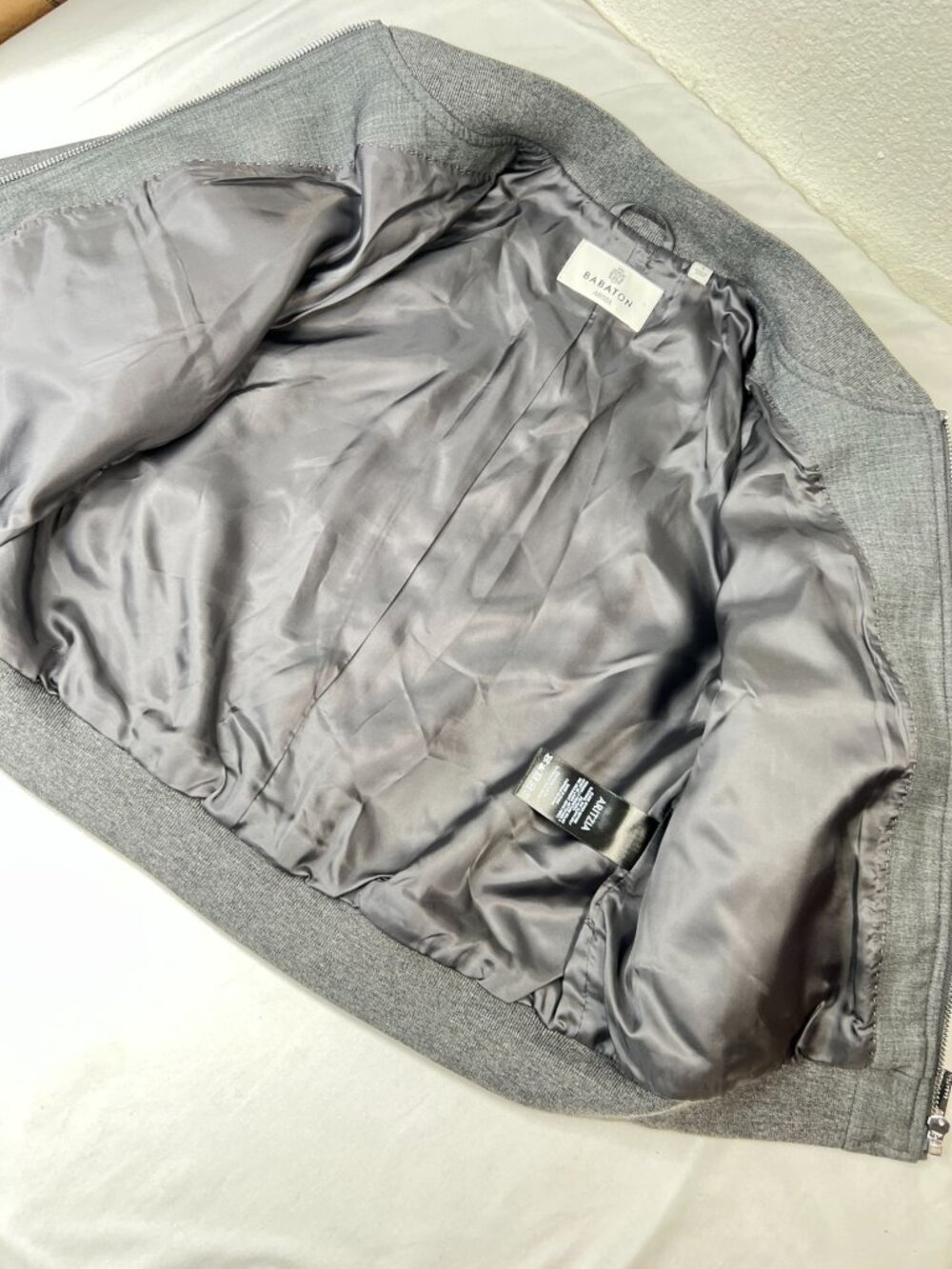 Babaton Aritzia Succession Bomber Jacket Cropped Gray Structured Small - Picture 14 of 16